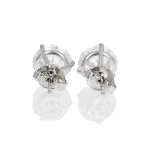 14K White Gold Lab Grown Diamond 4.14 Carat 3 Prong Stud Earrings - Queen May