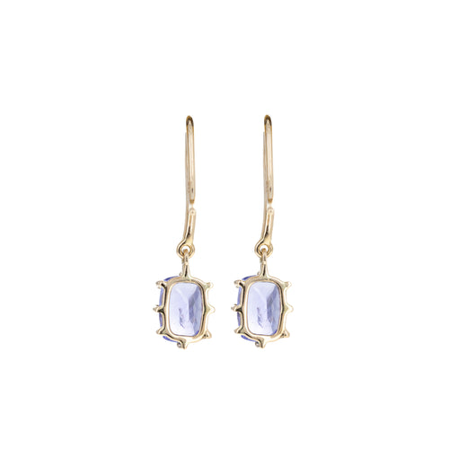 14K Yellow Gold 1.59 Carat Tanzanite and Diamond French Hook Earrings - Queen May