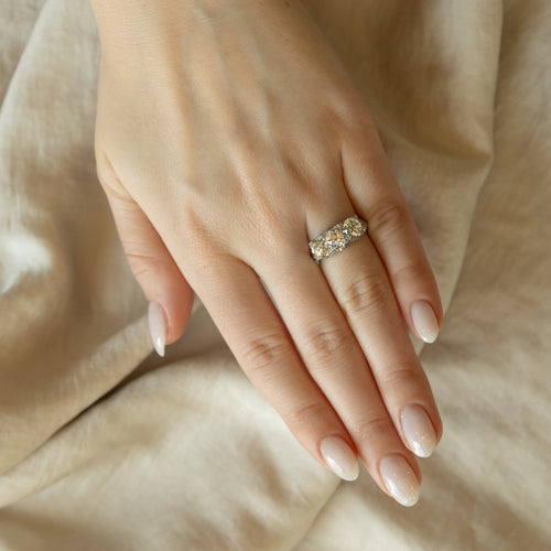 Art Deco 2.5 Carat Old European Diamond Three Stone Filigree Ring - Queen May