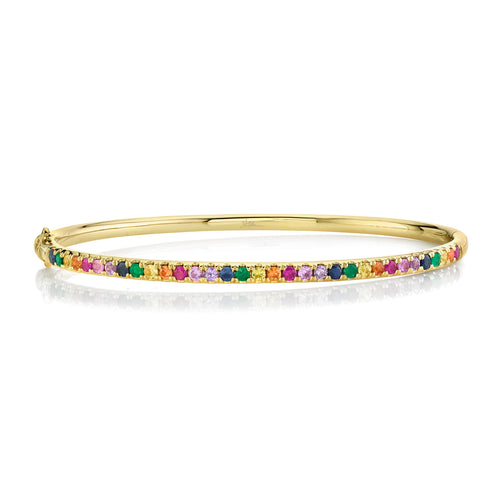 14K Yellow Gold Rainbow Bangle - Queen May