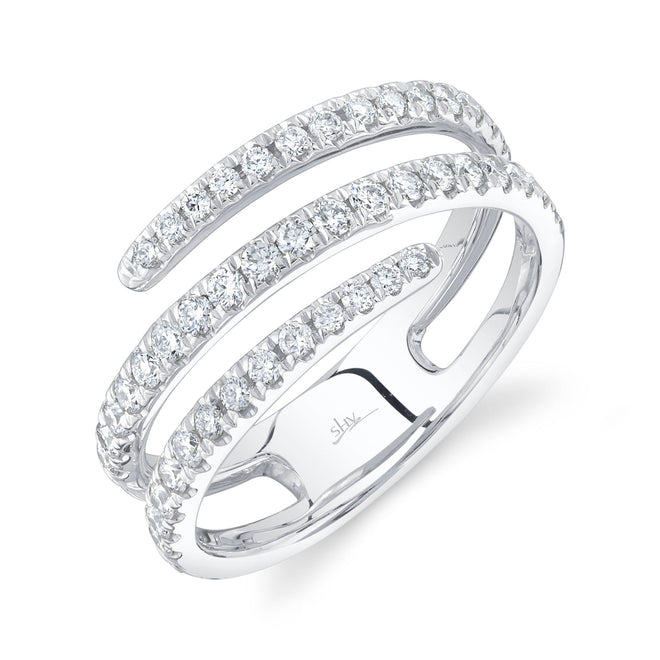 14K White Gold 0.61 Carat Diamond Wrap Ring - Queen May