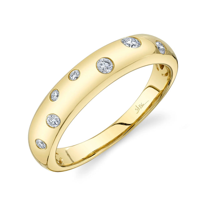 14K Yellow Gold 0.14 Carat Diamond Wedding Band - Queen May