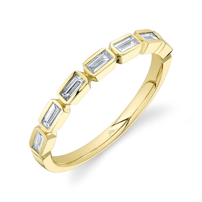 14K Gold 0.35 Carat Diamond Baguette Bezel Band - Queen May