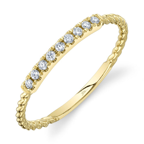14K Gold Diamond Twist Wire Band - Queen May