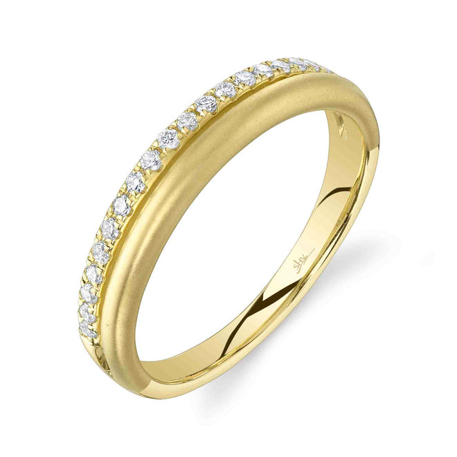 14K Yellow Gold Brushed Diamond Double Band - Queen May