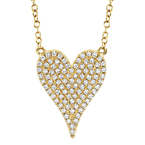 14K White or Yellow Gold 0.21 Carat Total Weight Diamond Pave Heart Pendant Necklace - Queen May