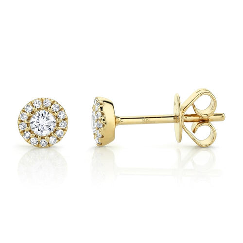 14K Gold .24 Carat Diamond Halo Stud Earrings - Queen May
