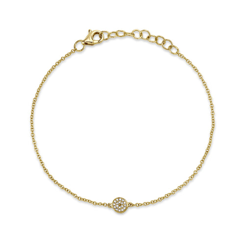 14K Gold Diamond Pave Circle Bracelet - Queen May