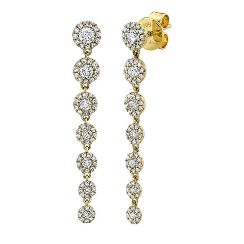 14K Gold 0.80 Carat Total Weight Graduated Diamond Drop Earrings - Queen May