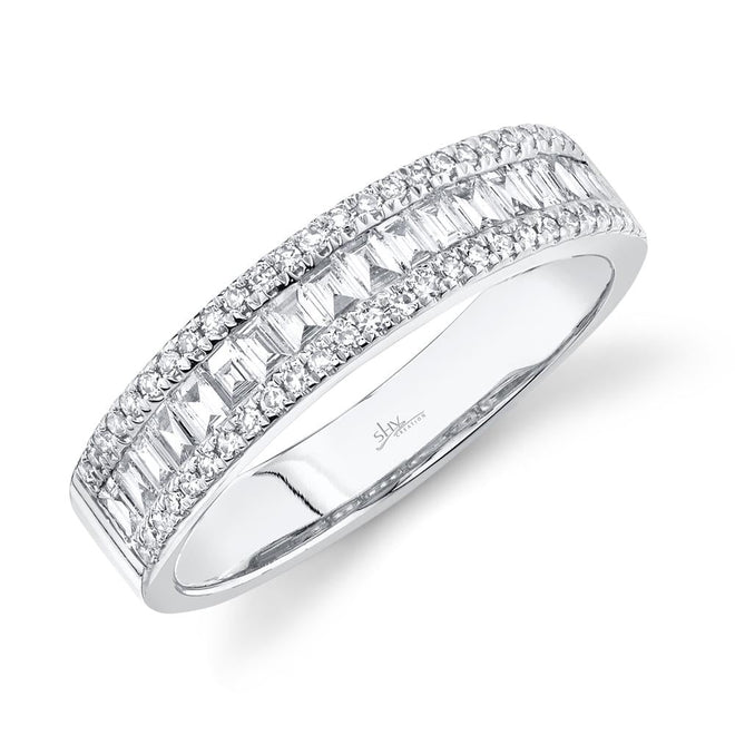 14K White Gold 0.55 Carat Baguette Diamond Wedding Band - Queen May