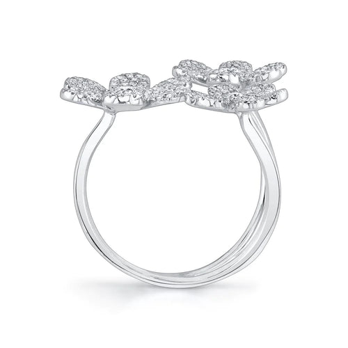 14K White Gold Diamond Flower Ring - Queen May