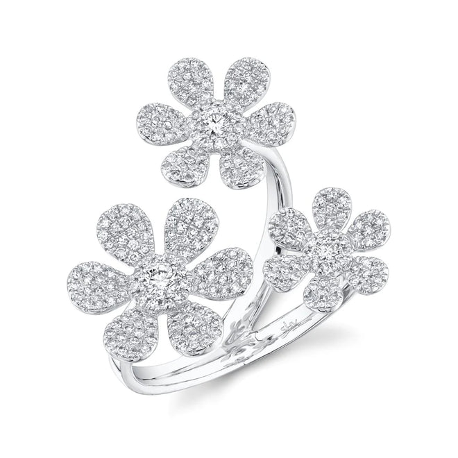 14K White Gold Diamond Flower Ring - Queen May