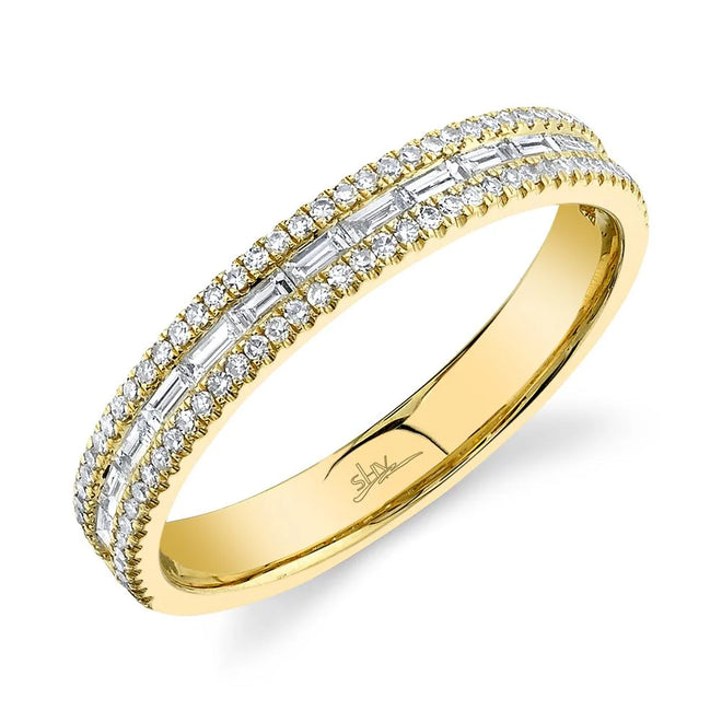 14K Yellow Gold 0.44 Carat Diamond Baguette Wedding Band - Queen May