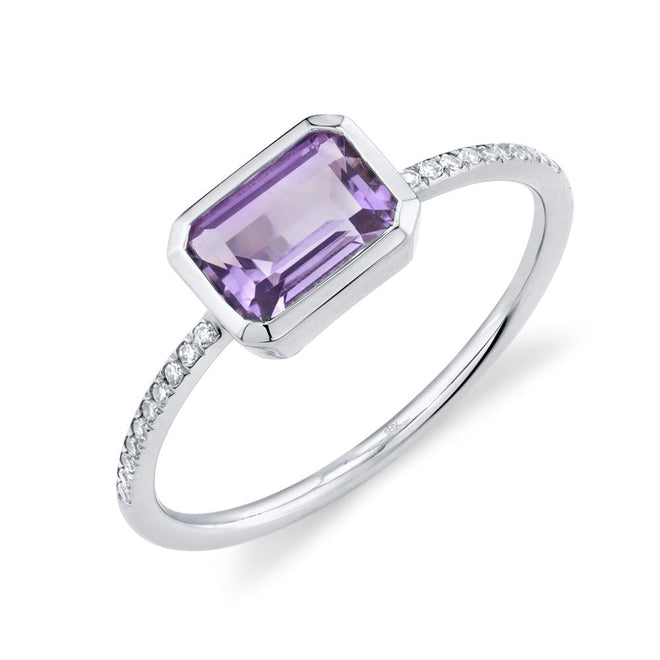 14K Gold 1.03 Carat Amethyst & Diamond Ring - Queen May