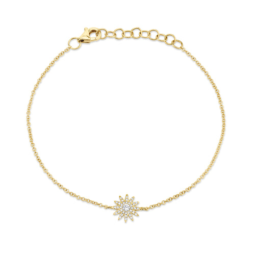 14K White or Yellow Gold Diamond Starburst Bracelet - Queen May