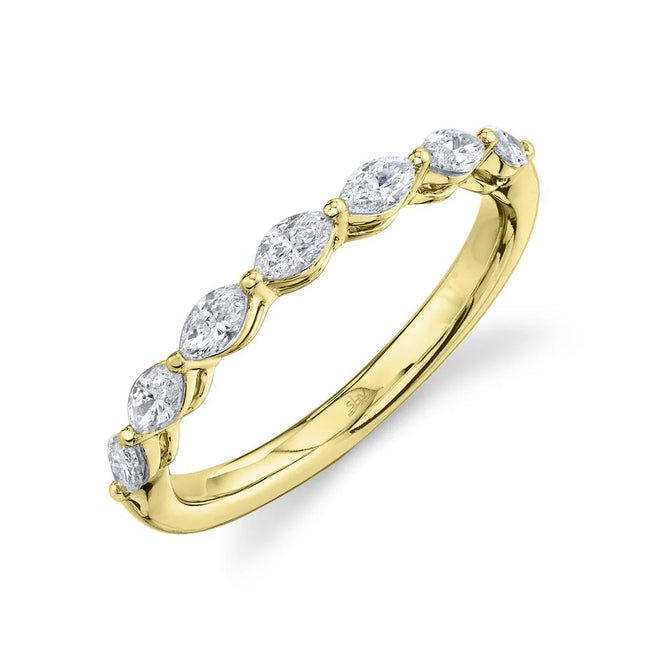 14K Yellow Gold 0.51 Carat Diamond Marquise Wedding Band - Queen May