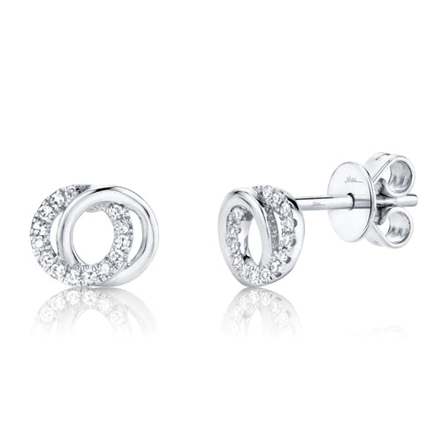 14K White, Yellow, or Rose Gold .09 Carat Total Weight Diamond Love Knot Stud Earrings - Queen May