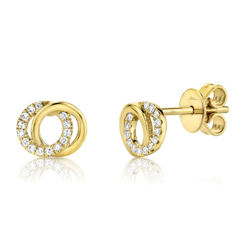 14K White, Yellow, or Rose Gold .09 Carat Total Weight Diamond Love Knot Stud Earrings - Queen May