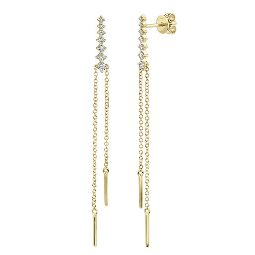 14K Gold Diamond Chain Drop Earrings - Queen May