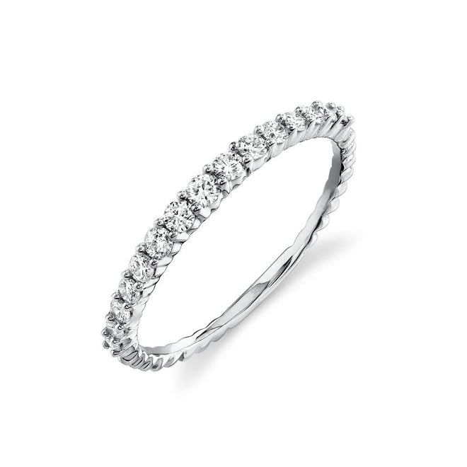 14K White Gold .32 Carat Diamond Graduated Bead Wedding Band - Queen May