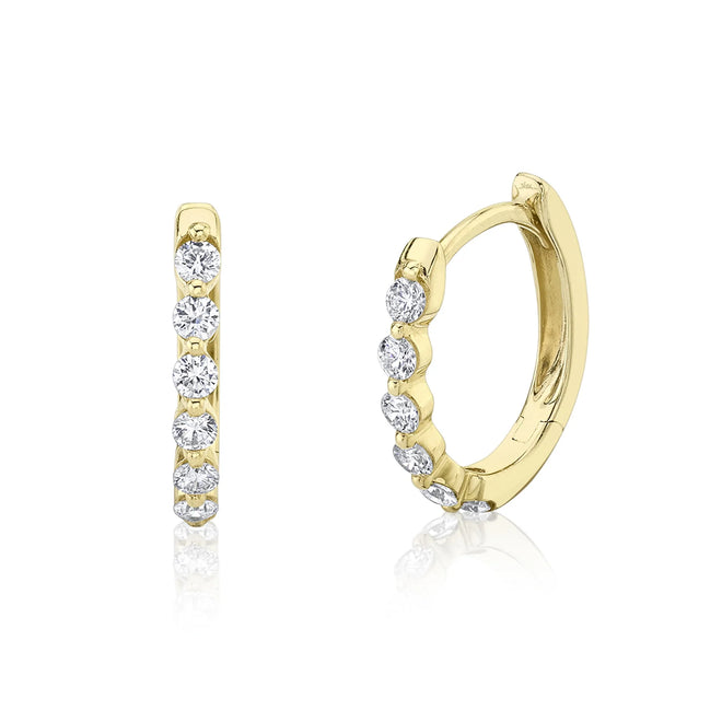 14K Gold 0.26 Carat Round Diamond Oval Huggie Earrings - Queen May