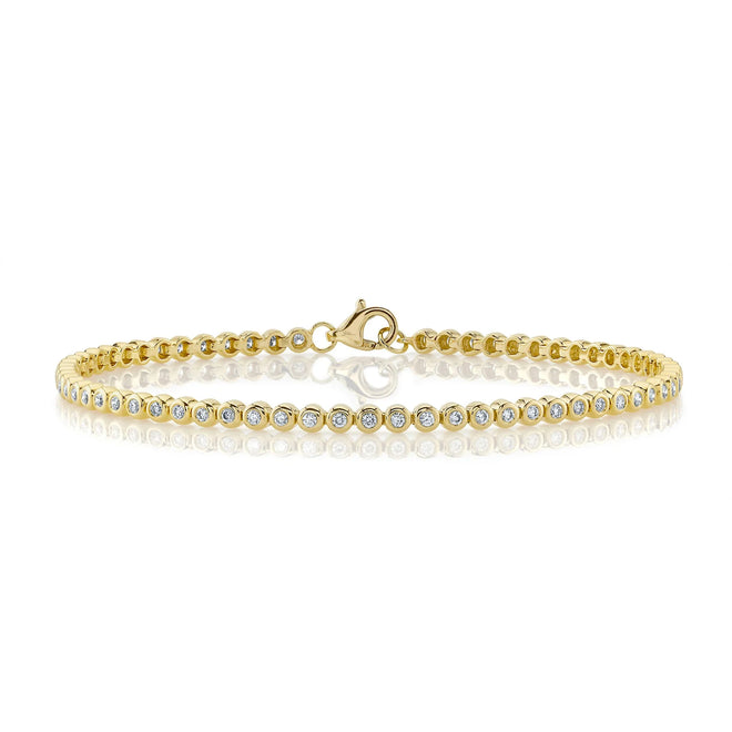 14K Gold 0.64 Carat Total Weight Round Diamond Bezel Bracelet - Queen May