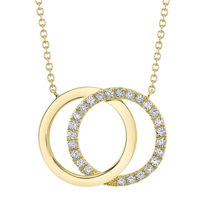 14K Yellow Gold 0.31 Carat Interlocking Circles Pendant Necklace - Queen May