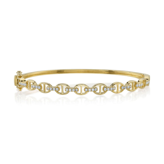 14K Yellow Gold 0.35 Carat Diamond Mariner Link Bangle - Queen May