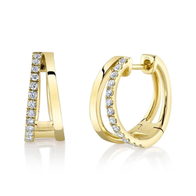 14K Yellow Gold 0.28 Carat Diamond Hoop Earrings - Queen May