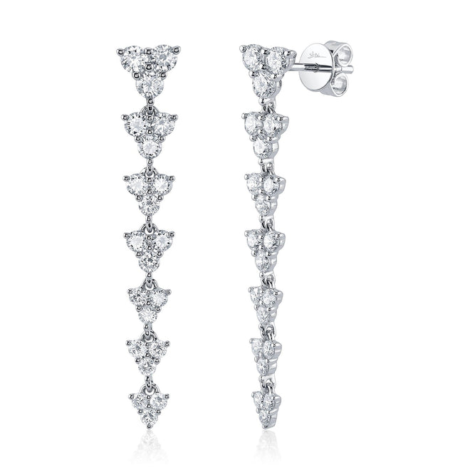 14K Gold Diamond Trinity Drop Earrings - Queen May