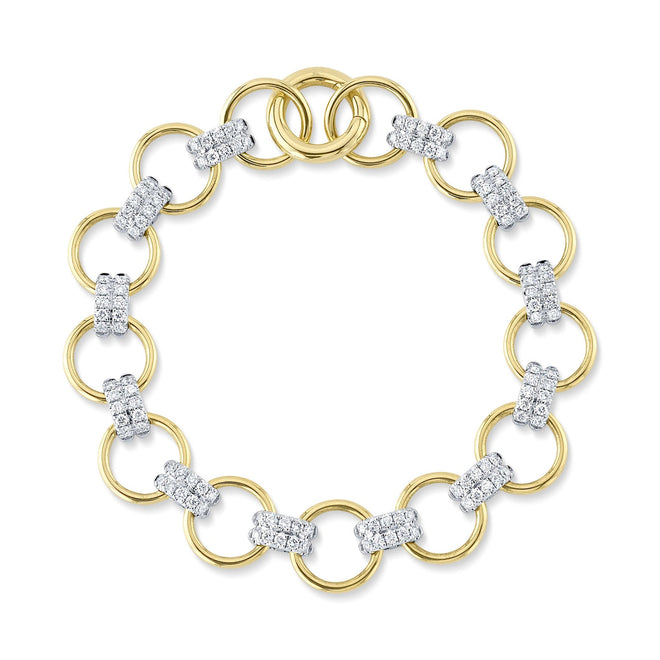 14K Gold 1.63 Carat Diamond Circle Link Bracelet - Queen May