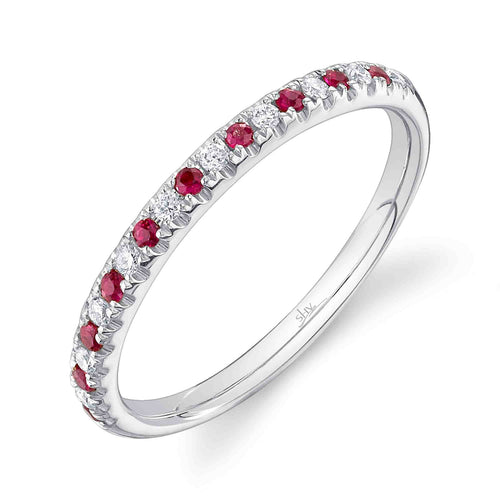 14K Gold 0.10 Carat Ruby & Diamond Band - Queen May
