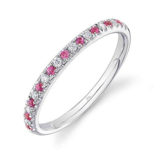 14K Gold 0.10 Carat Pink Sapphire & Diamond Band - Queen May