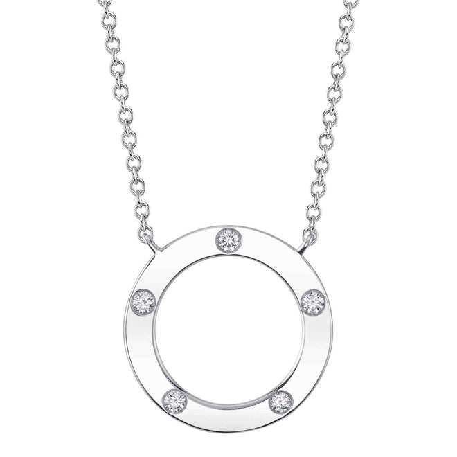 14K Gold 0.07 Carat Diamond Circle Pendant Necklace - Queen May