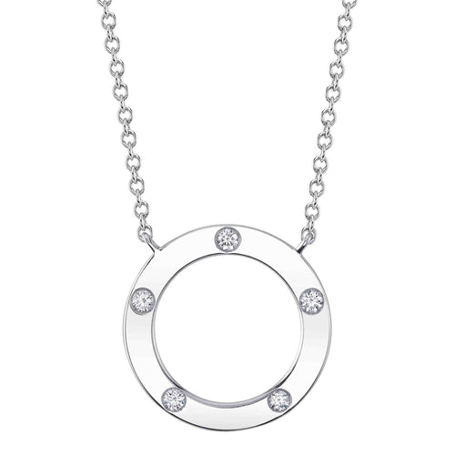 14K Gold 0.07 Carat Diamond Circle Pendant Necklace - Queen May