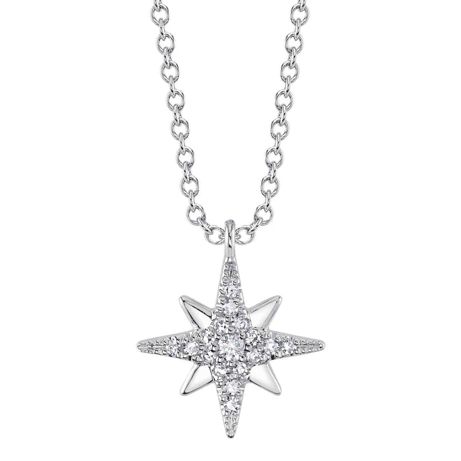 14K Gold Diamond North Star Pendant Necklace