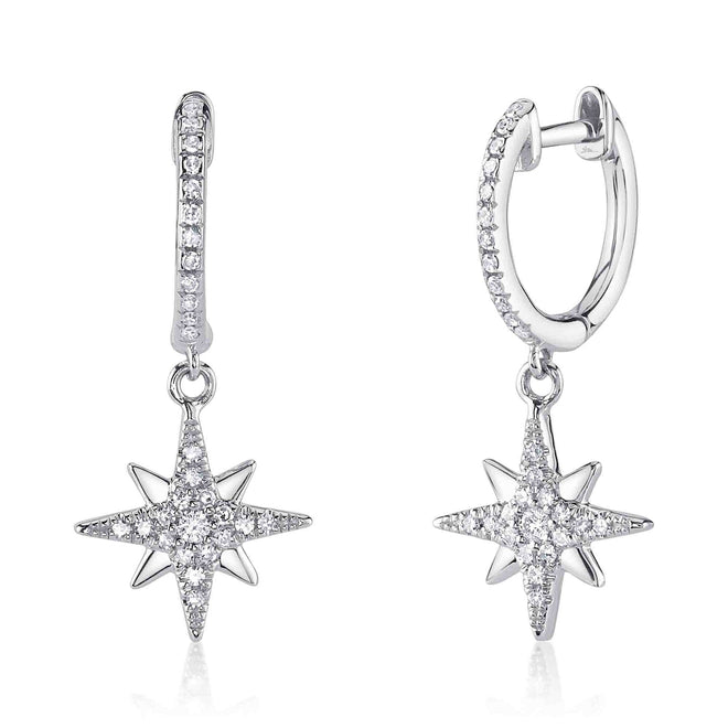 14K Gold Diamond North Star Drop Earrings - Queen May