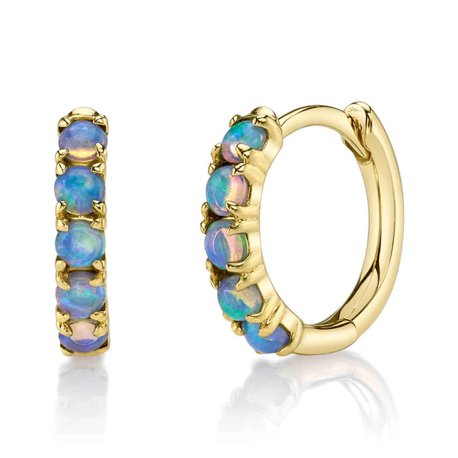 14K Yellow Gold 0.25 Carat Opal Huggie Earrings - Queen May