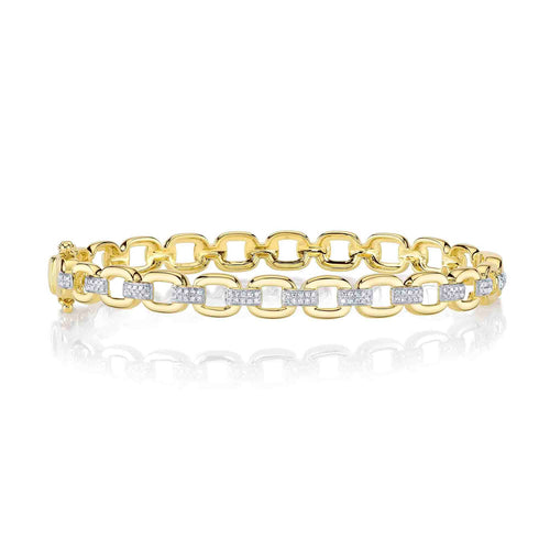 14K Yellow Gold 0.25 Carat Diamond Link Bangle - Queen May