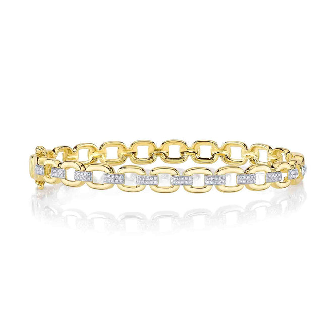 14K Yellow Gold 0.25 Carat Diamond Link Bangle - Queen May