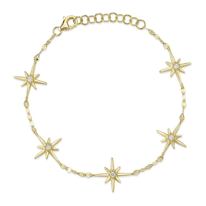 14K Gold 0.13 Carat Diamond North Star Tinsel Bracelet - Queen May