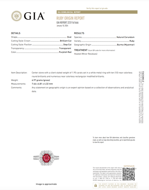 Platinum 1.95 Carat Oval Burma Ruby Diamond Halo Ring - Queen May