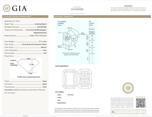 3.11 Carat Fancy Brownish Greenish Yellow Radiant Diamond Engagement Ring - Queen May
