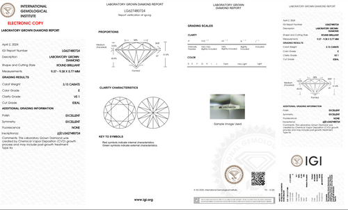 Lab Grown 3.13 Carat Round Brilliant Diamond Engagement Ring - Queen May