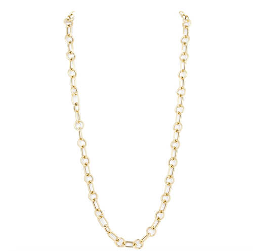 14K Yellow Gold Paperclip and Round Alternating Link Chain Necklace - Queen May