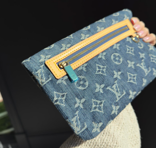 Louis Vuitton Blue Monogram Denim Pochette - Queen May