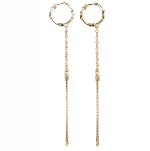 14K Yellow Gold Diamond Fringe Tassel Earrings - Queen May