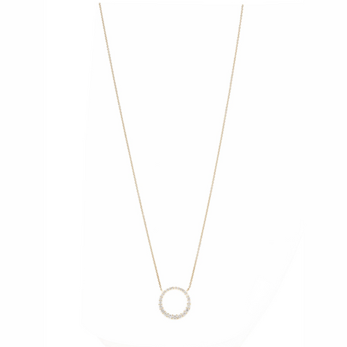 14K Yellow Gold Open Circle 0.8 Carat Diamond Necklace - Queen May