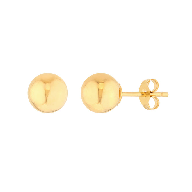 14K Gold 8mm Polished Ball Stud Earrings - Queen May