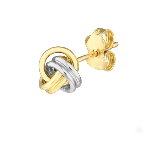 14K Two Tone Gold Love Knot Stud Earrings - Queen May